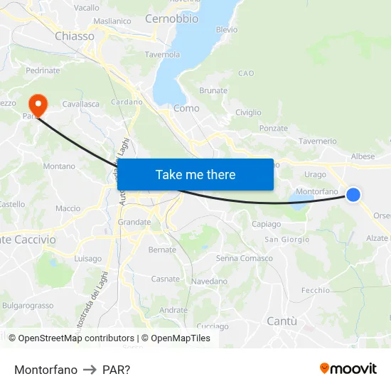 Montorfano to Parre map