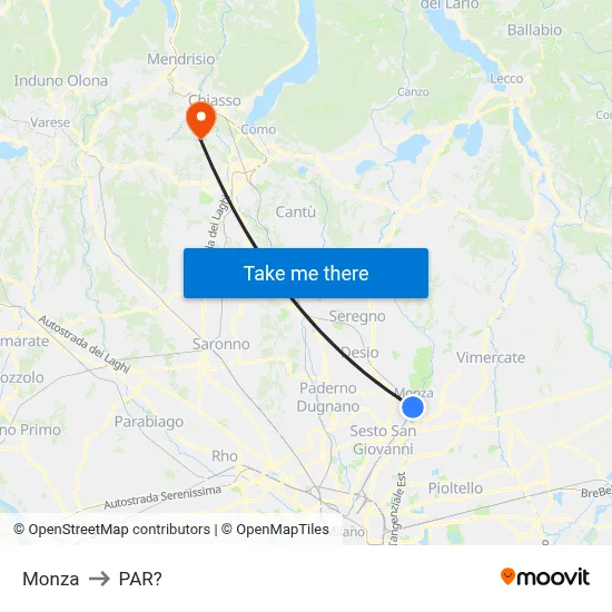 Monza to Parre map