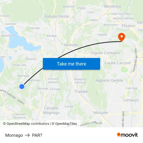 Mornago to Parre map