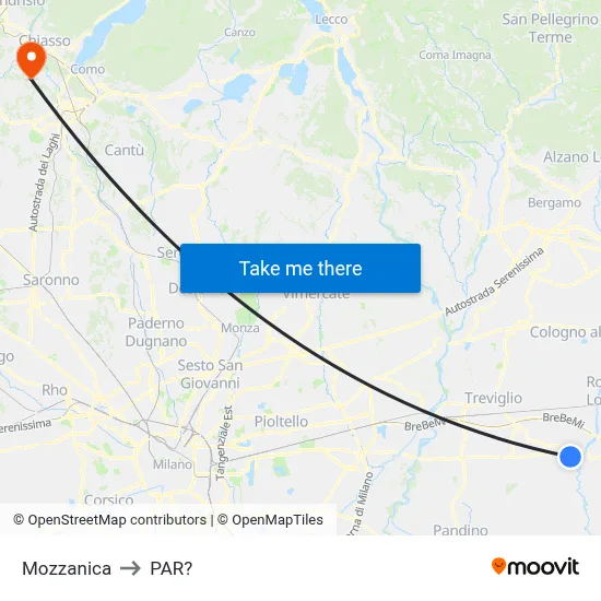 Mozzanica to Parre map