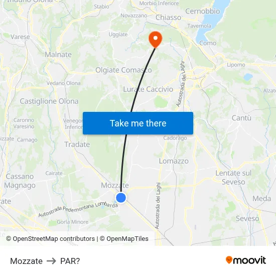 Mozzate to Parre map