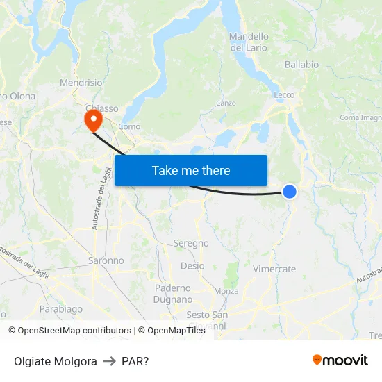 Olgiate Molgora to Parre map