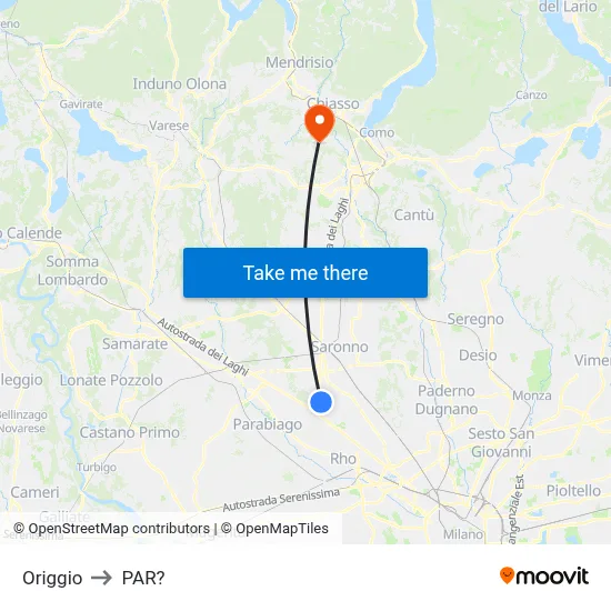 Origgio to Parre map