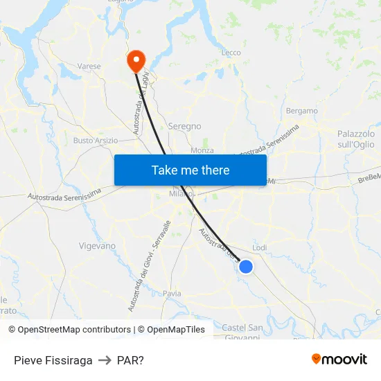 Pieve Fissiraga to Parre map