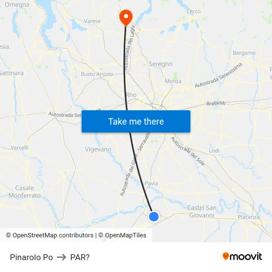 Pinarolo Po to Parre map