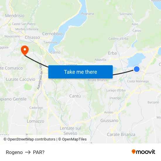 Rogeno to Parre map