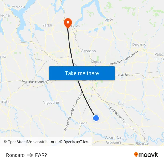Roncaro to Parre map
