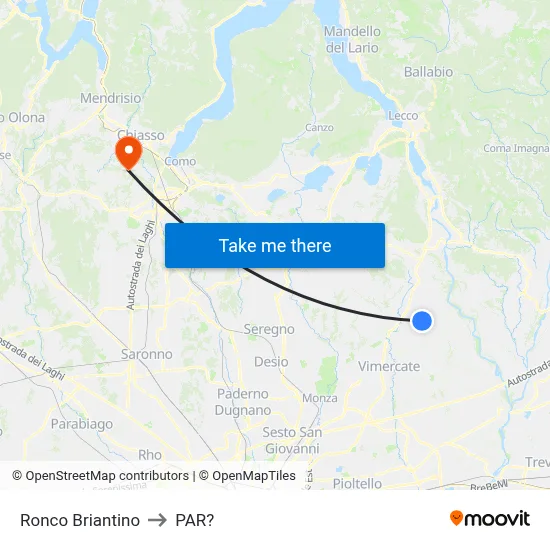 Ronco Briantino to Parre map