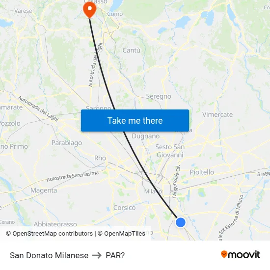 San Donato Milanese to Parre map