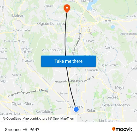 Saronno to Parre map