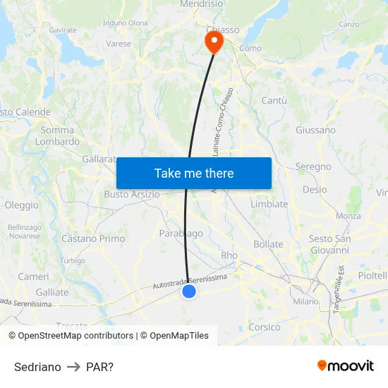 Sedriano to Parre map