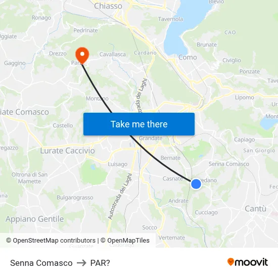 Senna Comasco to Parre map