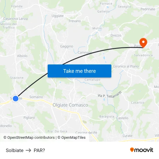 Solbiate to Parre map