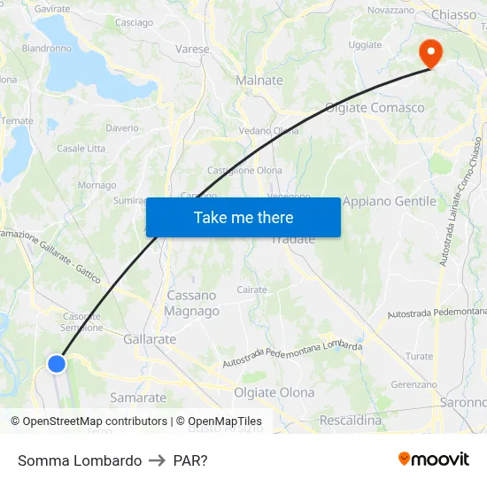 Somma Lombardo to Parre map