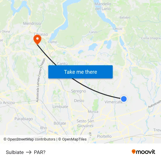 Sulbiate to Parre map