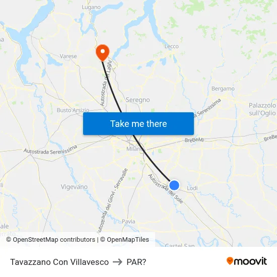 Tavazzano Con Villavesco to Parre map