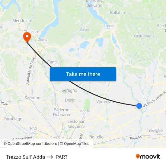 Trezzo Sull' Adda to Parre map
