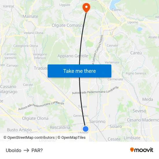 Uboldo to Parre map