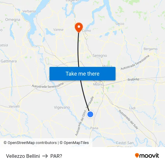 Vellezzo Bellini to Parre map