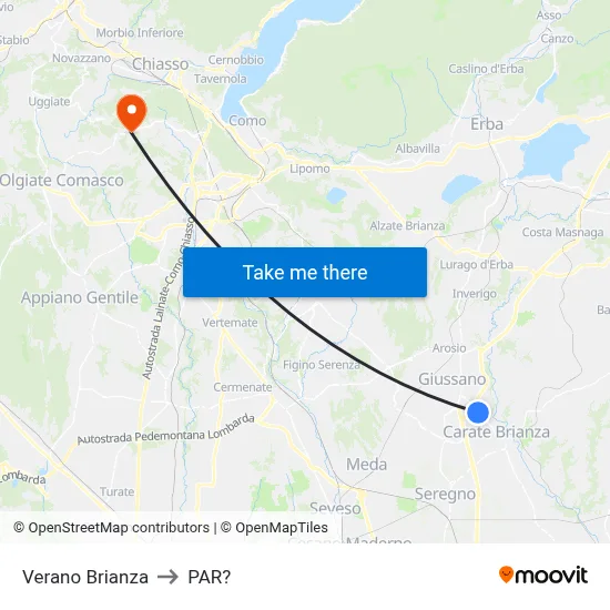 Verano Brianza to Parre map