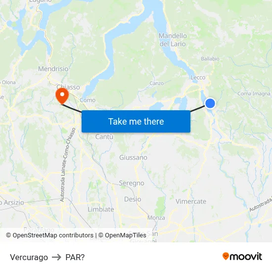 Vercurago to Parre map