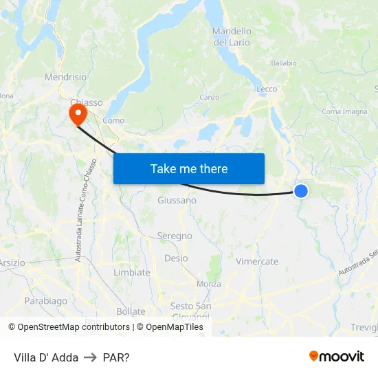 Villa D' Adda to Parre map