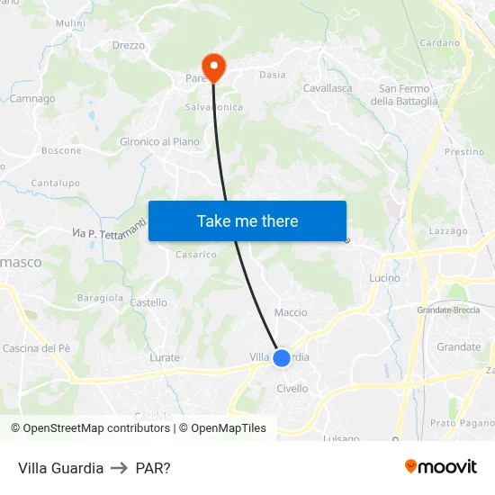 Villa Guardia to Parre map