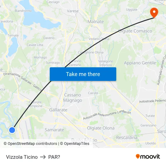 Vizzola Ticino to Parre map