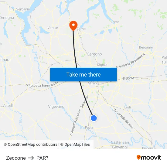 Zeccone to Parre map