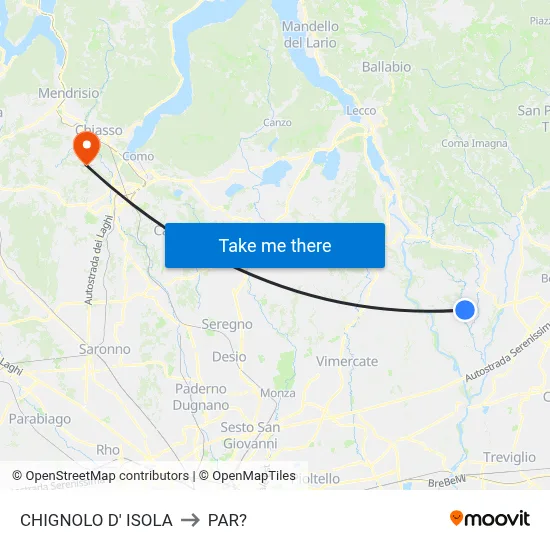 Chignolo D' Isola to Parre map