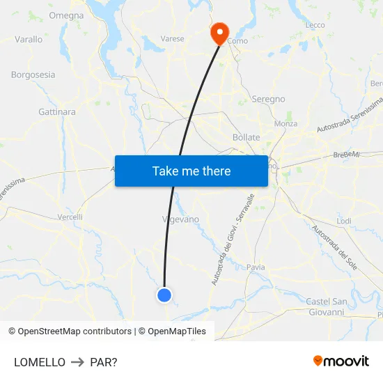 Lomello to Parre map