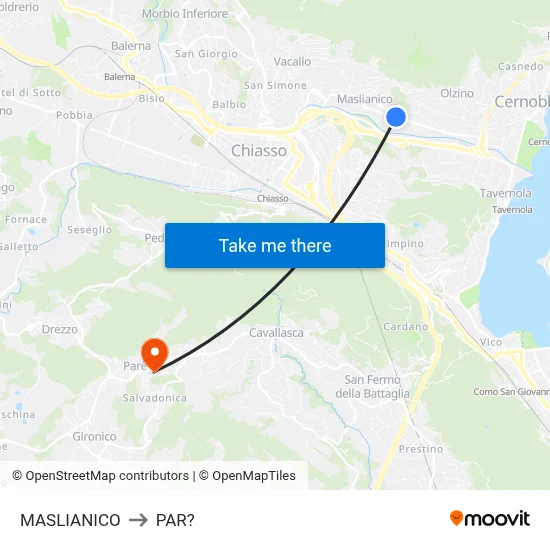 Maslianico to Parre map