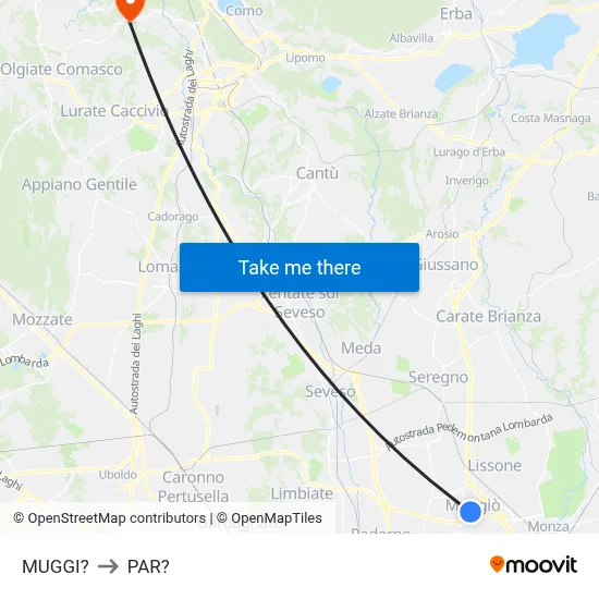 Muggiò to Parre map