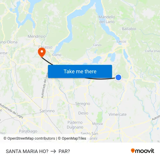 Santa Maria Ho? to Parre map