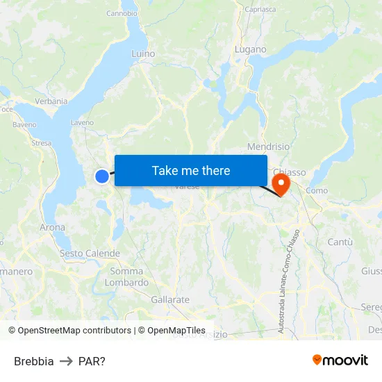 Brebbia to Parre map