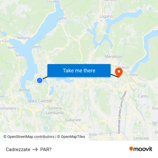Cadrezzate to Parre map