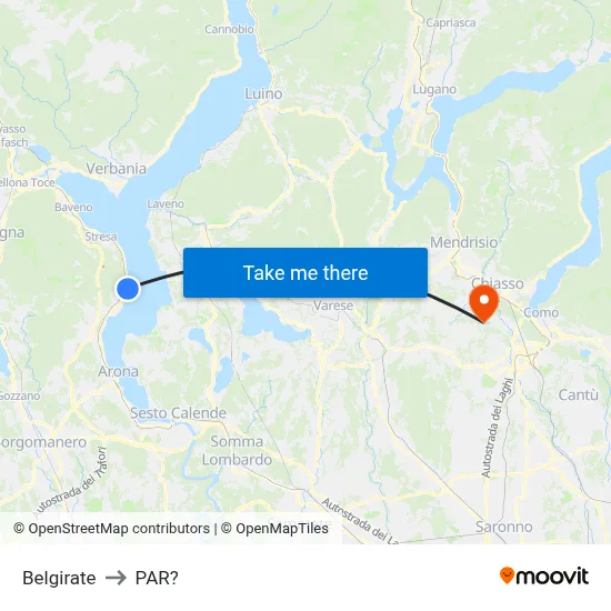 Belgirate to Parre map