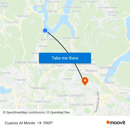 Cuasso Al Monte to Parre map