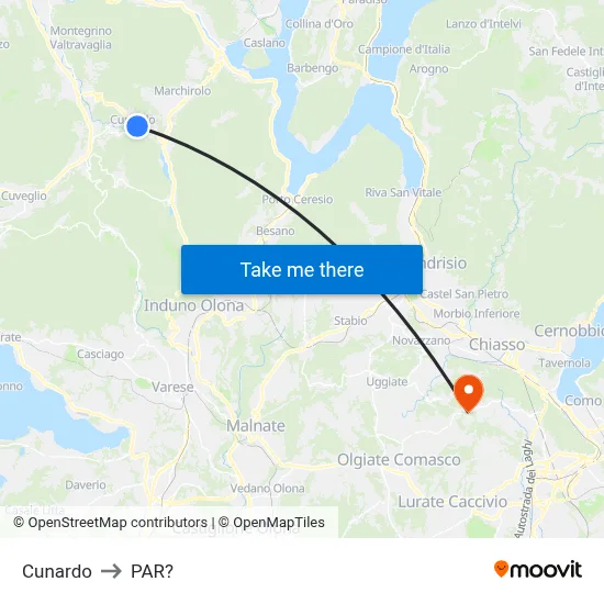Cunardo to Parre map
