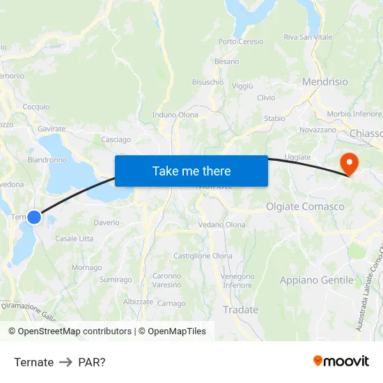 Ternate to Parre map