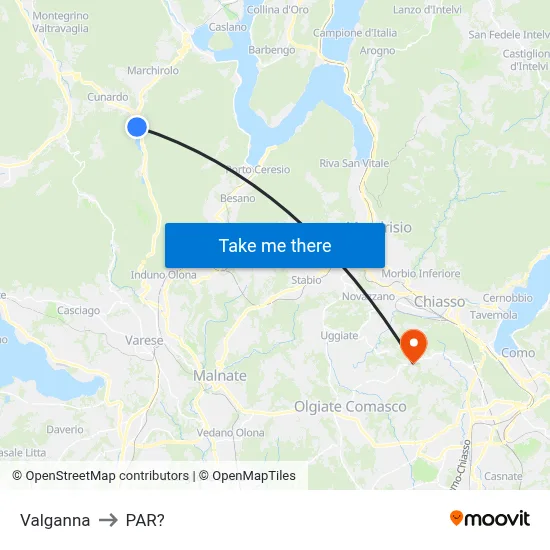 Valganna to Parre map