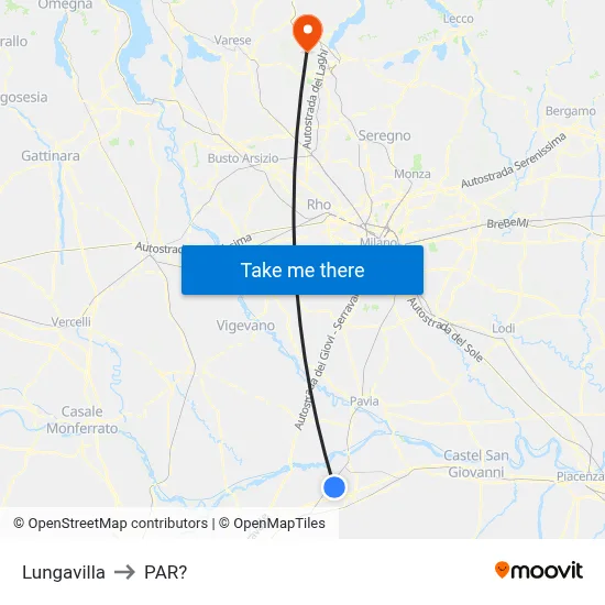 Lungavilla to Parre map