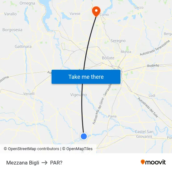 Mezzana Bigli to Parre map