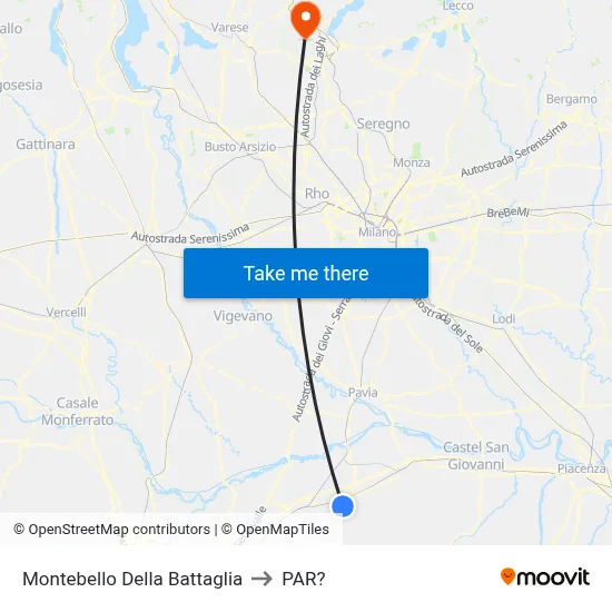 Montebello Della Battaglia to Parre map