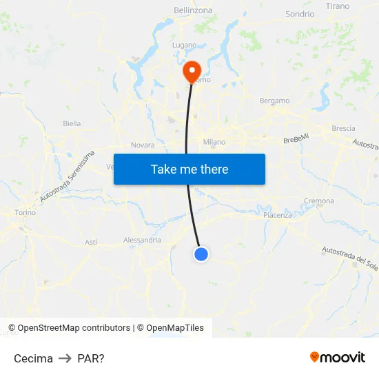 Cecima to Parre map