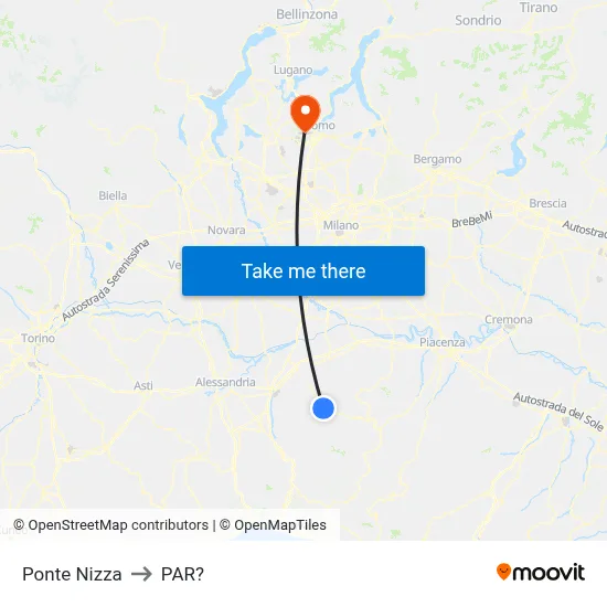 Ponte Nizza to Parre map