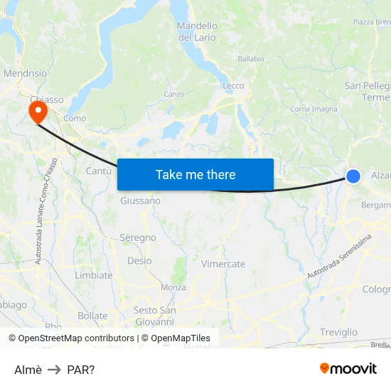 Almè to Parre map
