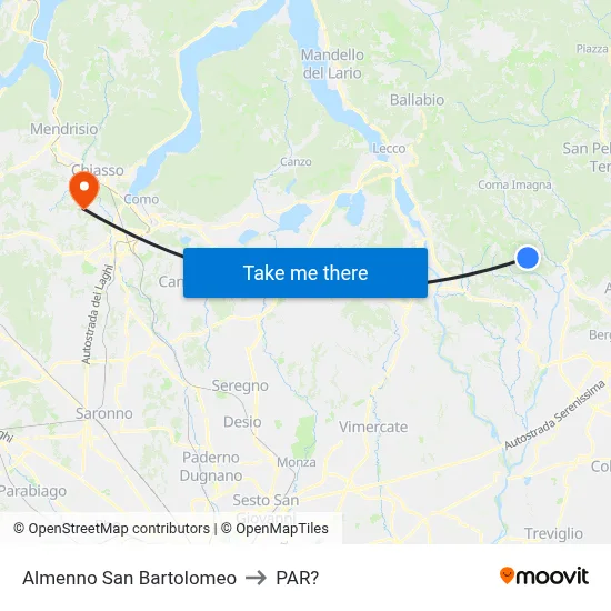 Almenno San Bartolomeo to Parre map