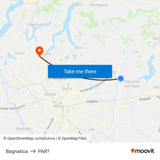 Bagnatica to Parre map