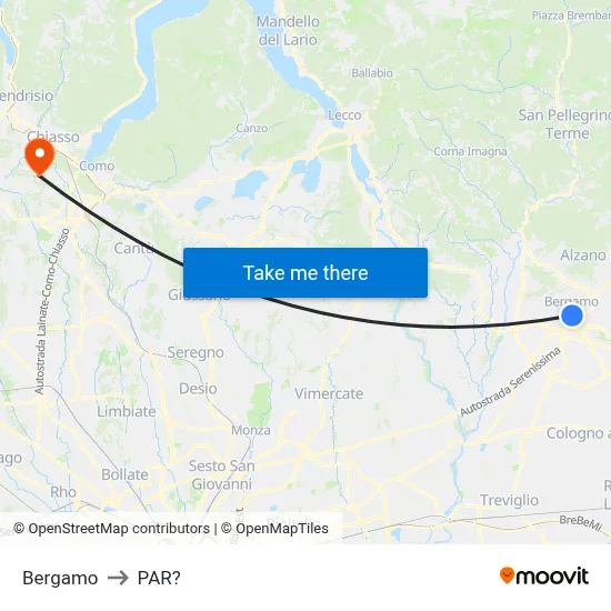 Bergamo to Parre map